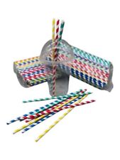 1000 Flexible Papier Strohhalm Trinkhalm Papierröhrchen Bunt gestreift mit Knick