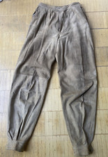 Aida Amoretti Velour Wild Leder ?Haremshose Bundfalten Hose beige It 44 DE 38