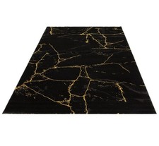 Teppich Mixfloor elegant schwarz gold 80 x 150 cm  gemustert Läufer Vorleger