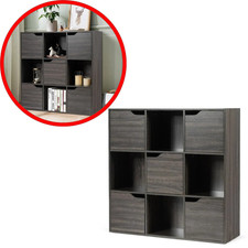 Bücherregal 3 Ebenen 5 Türen Grau 90 cm - Wohnzimmer Schlafzimmer Eingang...