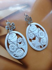 Torre del Greco Kamee Statement Ohrringe Muschelschmuck Veroneser Meister Silber