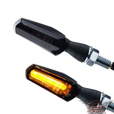 LED Motorrad Mini Blinker Cob Dark schwarz getönt Metal e-geprüft Vorn Hinten 
