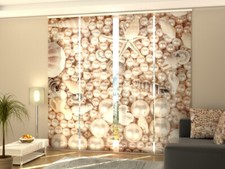 Schiebegardine Perlen und Muscheln, Flächenvorhang mit Motiv, Fotodruck, auf Maß