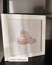 🌟Fertiges Stickbild Sweet Dreams Schlafende Hase Ostern Kreuzstich Handarbeit