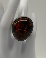 Silver 950 Ring with Amber