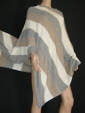 Bonita Poncho Wolle Kaschmir Überwurf gestreift Trend Design - Einheitsgröße
