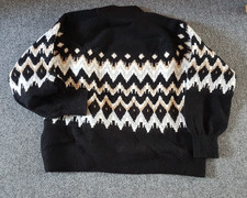 Flauschiger Pulli mit Norwegermuster Raglanärmel XL Glitzer Stehkragen