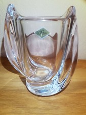 Vannes Le Chatel Art Vannes France Kristallglas Vase ca. 1960er mit Label Glas