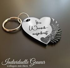 1 Schlüsselanhänger mit Gravur Herz Flügel Liebe Hochzeit Valentinstag Geschenk