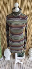 HUGO BOSS ORANGE LABEL Kleid Gr.L 36/38 Rollkragen gestreift braun bunt