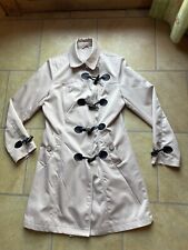 Edel Trenchcoat hell beige Glanz Mantel L schwarze Knebelknöpfe gefüttert