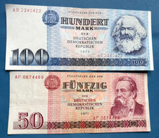 DDR 100 Mark Schein +  50 Mark Schein 1975/1971 ORIGINAL /P25.10/1
