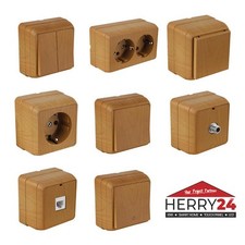 BRON Schalter Steckdosen Taster SAT Eiche Holz Optik Aufputz Elektroinstallation