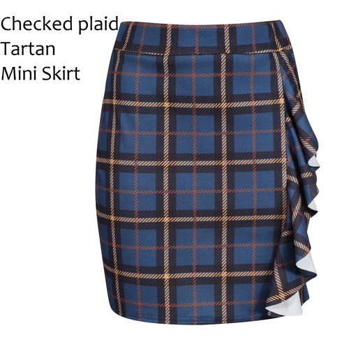 Damen minirock blau kariert - blau,