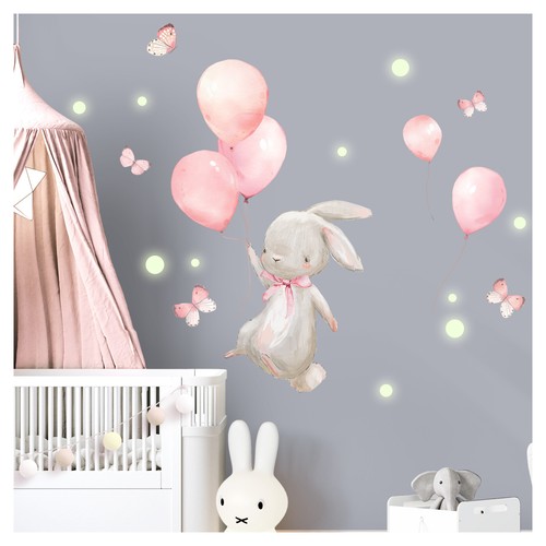 Wandsticker hase ballon - wandsticker,
