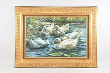 N92Q49- Alexander Thiele (1924) Gemälde Enten in Wasser signiert 