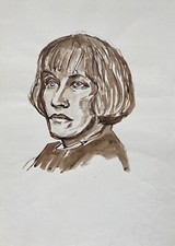 Porträt Frau Person Kopf Seitenprofil Joachim Cordsen Berlin Aquarell 