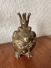 Bronzefigur Froschkönig Froschstatue versilbert 11cm Märchenfigur 