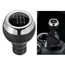 6 Speed Gear Knob Black+Silver