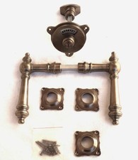 Messing Antik WC Türgriffe Rosetten Klo Schließer Türklinke Tür Griffe R29A