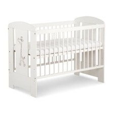 Babybett Gitterbett Kinderbett höhenverstellbar mit Matratze Weiß GIRAFFE 120x60