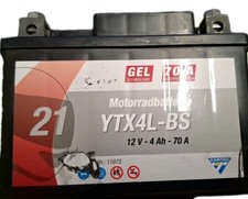 Motorrad Batterie 12V Cartec GEL YTX4L-BS 4Ah 70A Mofa Quad wartungsfrei