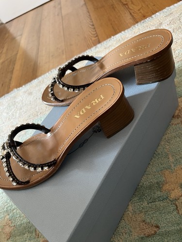 Prada luxus mules braun mit - luxus-mules,