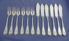 Hansa - 6 Fischbestecke - Fischmesser + Fischgabel - versilbert - 6 Personen