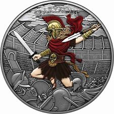 Spartacus Legendary Warriors 1 oz Silber Antik Finish koloriert 2025 Antik Farbe