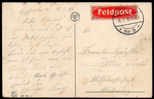 Germany 1916 wwi feldpost - 1916,