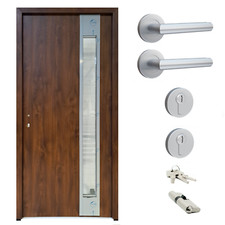 Ausstellungstür #AS04 Haustür Alu-Stahl Tür AC68 mit Zarge DIN Links 98x208 cm