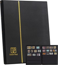 Briefmarkenalbum mit 120 Taschen – verschiedene Größen, Kunstleder, schwarz