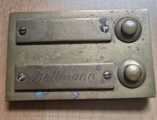 Vintage - alte Türklingel, 2er Klingel mit Platz für Namensschilder, Messing(?)