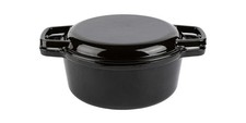 ERNESTO® Gusseisen Kombitopf Schmortopf Topf Ø 22 cm schwarz Bräter *besch.VP