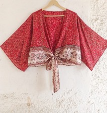 Silk bell ärmel wickelbluse - silk,