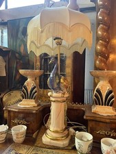 Antike Tischlampe 1980er, Nuevo italienisch, weißer Marmorsockel, funktionsfähig