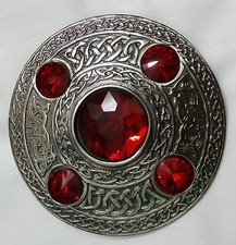 Keltisch Fly Plaid Brosche Roter Stein Antike Ausführung Schottischer Kilt Pin &