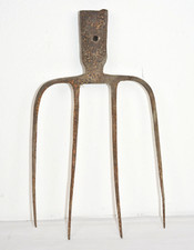 alte Mistgabel Heugabel, Dunggabel handgeschmiedet  4 Zinken, H 36 cm