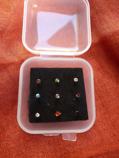 Zirkon Nasenstecker gerade 316L Edelstahl  Set  ( 9 Stück )