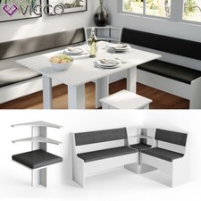 Eckbankgruppe Eckteil für Sitzecke gepolstert mit Ablagen Küche Roman Weiß Vicco