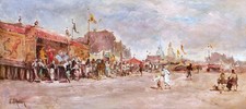 Französische öl gemälde bild Gerahmt Landschaft Russland Markt Kazan Jean D'