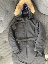 Moncler Mantel Damen Grösse 4/L dunkelblau Echtfellkapuze
