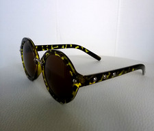 RUNDE RETRO DAMEN SONNENBRILLE MIT NIETEN LEOMUSTER SCHWARZ BRAUN