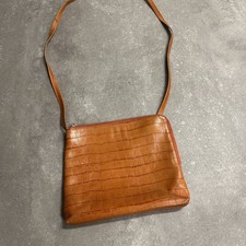 Volker Lang Handtasche Damen Umhängetasche Bag Damentasche Leder Braun