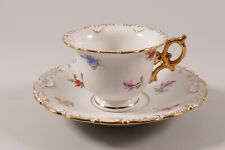 Meissen Prunk- Moccatasse Untertasse Tasse gold angespitzt Streublümchen 1. Wahl