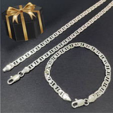 Herren Schmuckset aus 925 Sterling Silber, Halskette Armband im kubanischem Stil