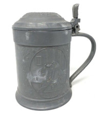 Antiker Zink/Zinn Bierkrug mit Zink/Zinn Deckel - ca. 14 cm hoch - Ø 9,8 cm (W74