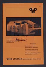 STUTTGART, Werbung 1955, Werner & Pfleiderer Maschinen-Fabriken und Ofenbau