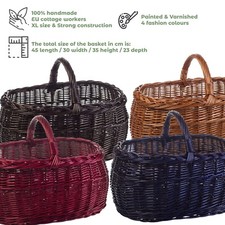 Henkelkorb Weidengeflecht für Einkauf Geschenkkorb 45x30x35cm Geräumig