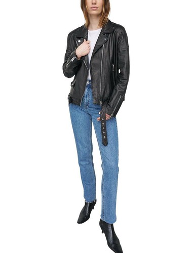 Damen biker leder jacke - re-zo,
